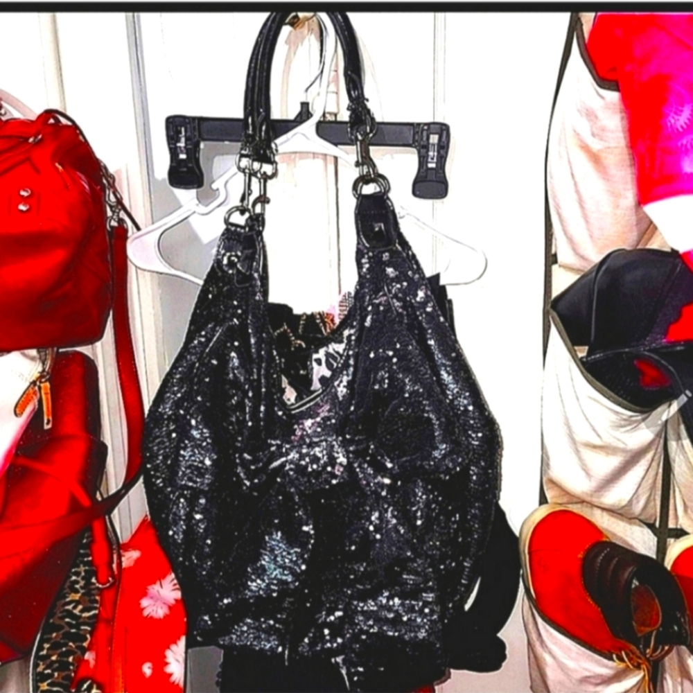 Betsey Johnson Black Sequin Shoulder Bag